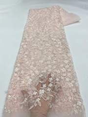 Affordable high quality lace fabric with beads pearls and sequins wedding dress lace fabric