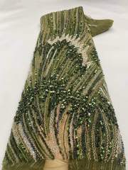 Affordable high quality lace fabric with beads pearls and sequins wedding dress lace fabric
