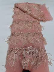 Affordable high quality lace fabric with beads pearls and sequins wedding dress lace fabric