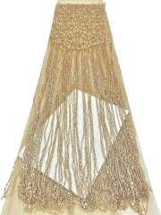 Affordable high quality lace fabric with beads pearls and sequins wedding dress lace fabric