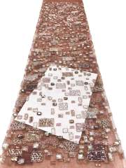 Affordable high quality lace fabric with beads pearls and sequins wedding dress lace fabric