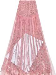 Affordable high quality lace fabric with beads pearls and sequins wedding dress lace fabric