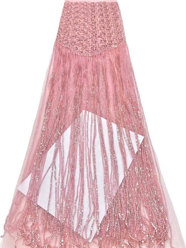 Affordable high quality lace fabric with beads pearls and sequins wedding dress lace fabric