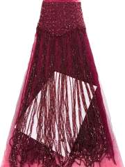 Affordable high quality lace fabric with beads pearls and sequins wedding dress lace fabric