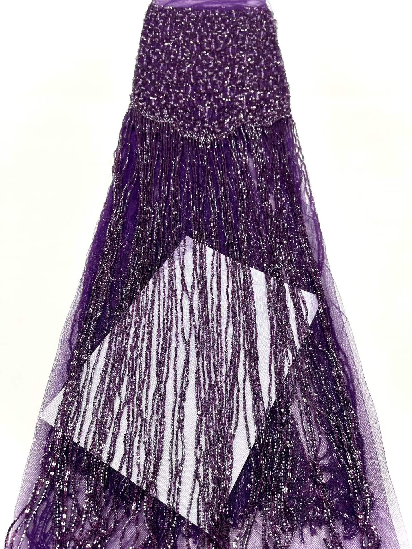 Affordable high quality lace fabric with beads pearls and sequins wedding dress lace fabric