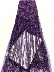 Affordable high quality lace fabric with beads pearls and sequins wedding dress lace fabric