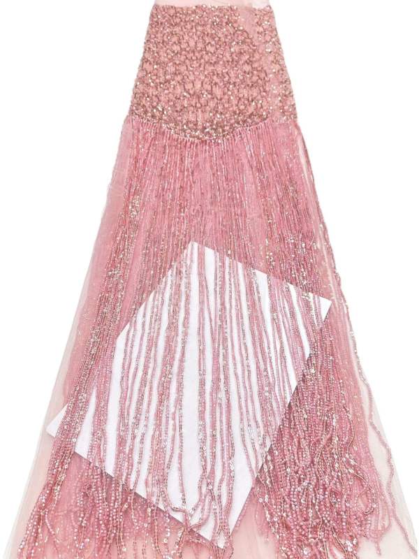 Affordable high quality lace fabric with beads pearls and sequins wedding dress lace fabric