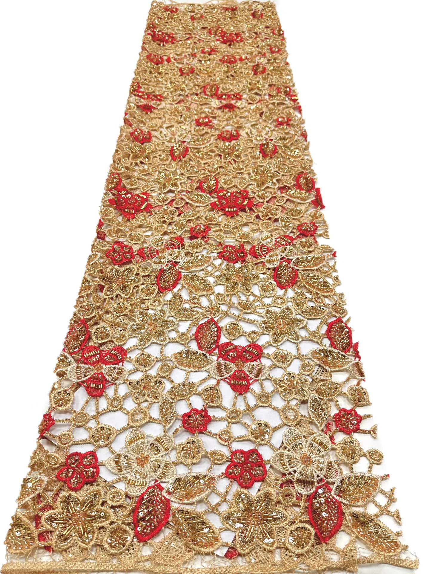 Affordable high quality lace fabric with beads pearls and sequins wedding dress lace fabric