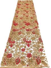 Affordable high quality lace fabric with beads pearls and sequins wedding dress lace fabric