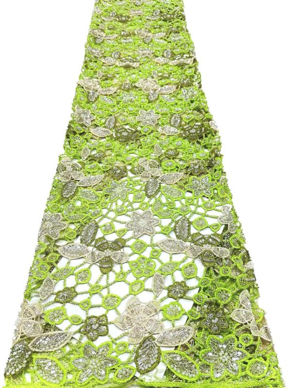 Affordable high quality lace fabric with beads pearls and sequins wedding dress lace fabric