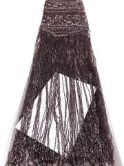 Affordable high quality lace fabric with beads pearls and sequins wedding dress lace fabric