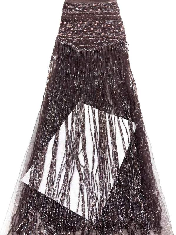 Affordable high quality lace fabric with beads pearls and sequins wedding dress lace fabric