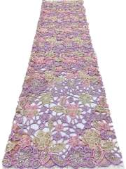 Affordable high quality lace fabric with beads pearls and sequins wedding dress lace fabric