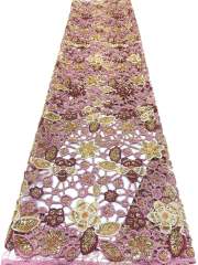 Affordable high quality lace fabric with beads pearls and sequins wedding dress lace fabric