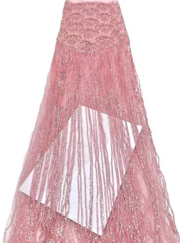 Affordable high quality lace fabric with beads pearls and sequins wedding dress lace fabric