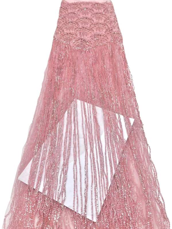 Affordable high quality lace fabric with beads pearls and sequins wedding dress lace fabric