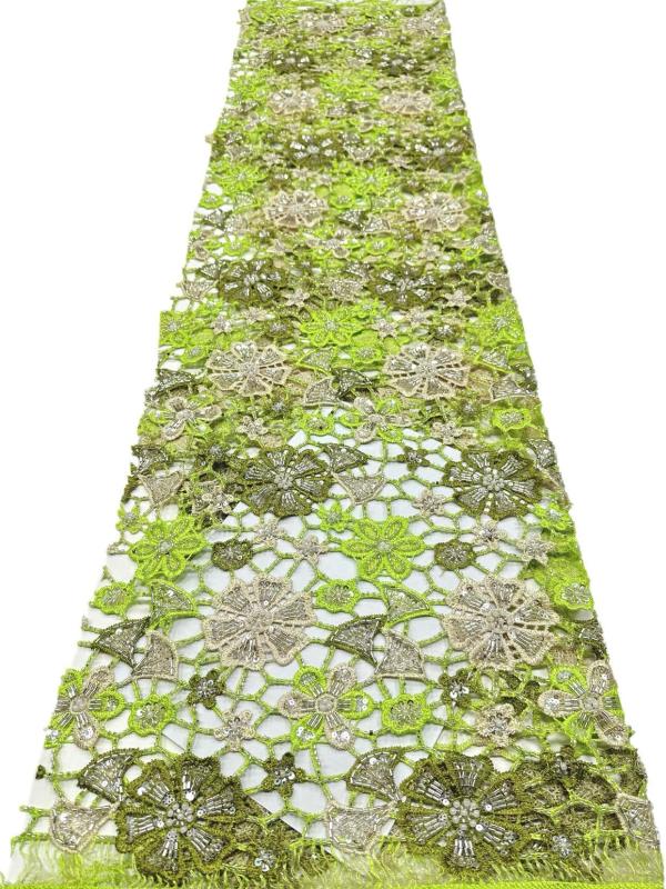 Affordable high quality lace fabric with beads pearls and sequins wedding dress lace fabric