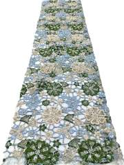 Affordable high quality lace fabric with beads pearls and sequins wedding dress lace fabric