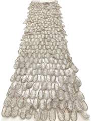 Affordable high quality lace fabric with beads pearls and sequins wedding dress lace fabric