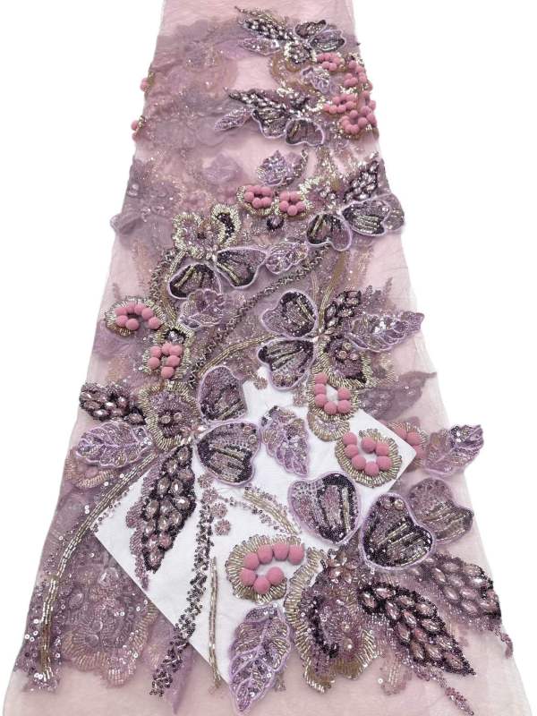 Affordable high quality lace fabric with beads pearls and sequins wedding dress lace fabric