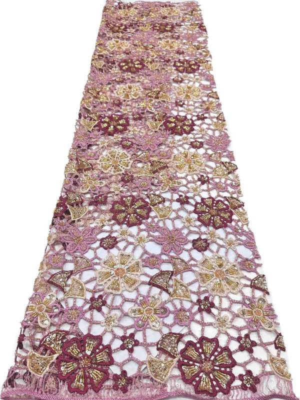 Affordable high quality lace fabric with beads pearls and sequins wedding dress lace fabric