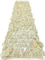 Affordable high quality lace fabric with beads pearls and sequins wedding dress lace fabric