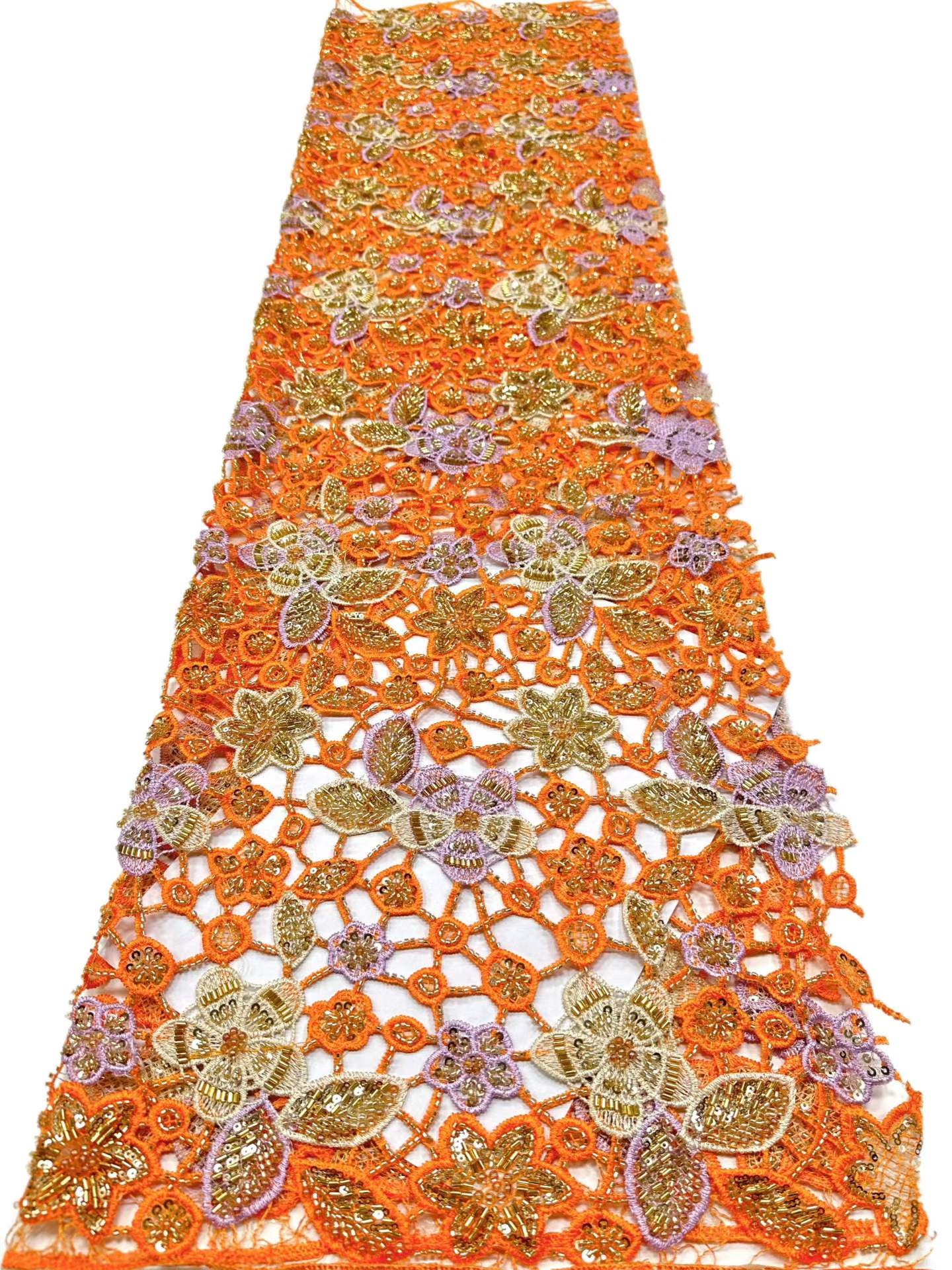 Affordable high quality lace fabric with beads pearls and sequins wedding dress lace fabric