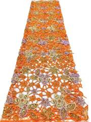 Affordable high quality lace fabric with beads pearls and sequins wedding dress lace fabric