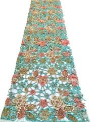 Affordable high quality lace fabric with beads pearls and sequins wedding dress lace fabric