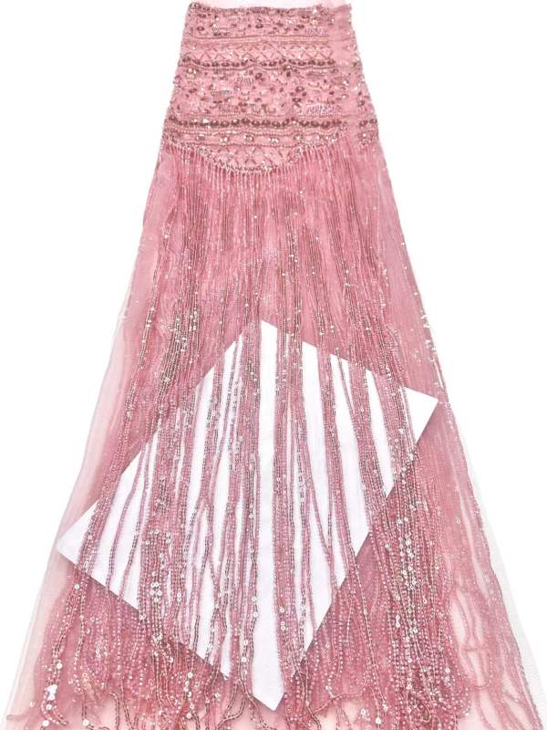 Affordable high quality lace fabric with beads pearls and sequins wedding dress lace fabric