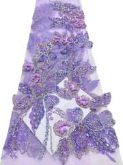 Affordable high quality lace fabric with beads pearls and sequins wedding dress lace fabric