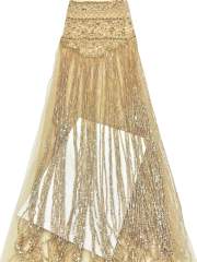 Affordable high quality lace fabric with beads pearls and sequins wedding dress lace fabric