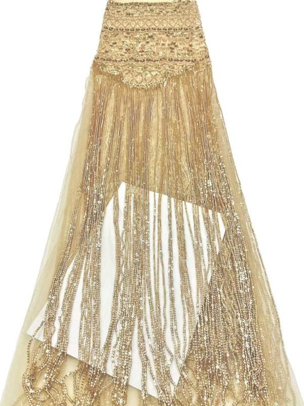 Affordable high quality lace fabric with beads pearls and sequins wedding dress lace fabric