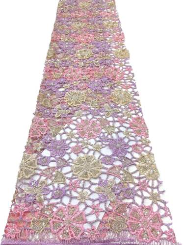 Affordable high quality lace fabric with beads pearls and sequins wedding dress lace fabric