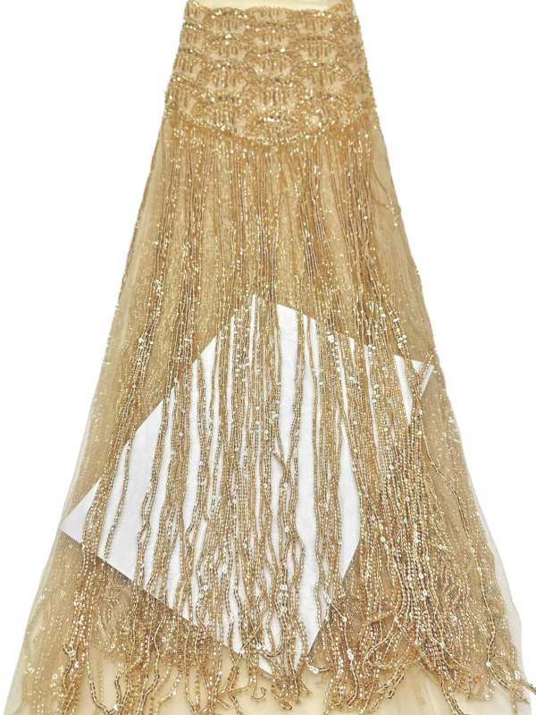 Affordable high quality lace fabric with beads pearls and sequins wedding dress lace fabric