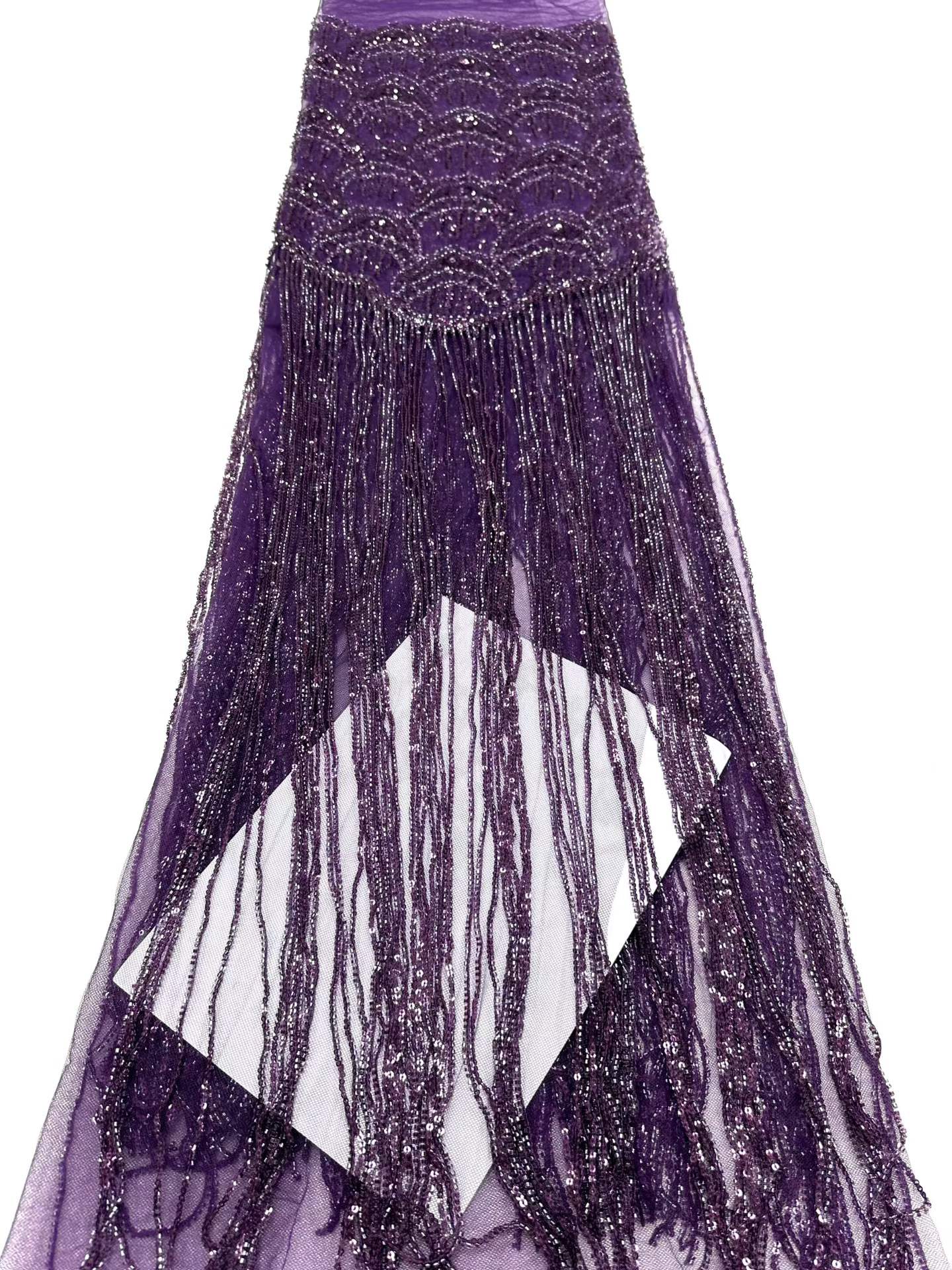 Affordable high quality lace fabric with beads pearls and sequins wedding dress lace fabric