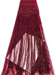 Affordable high quality lace fabric with beads pearls and sequins wedding dress lace fabric