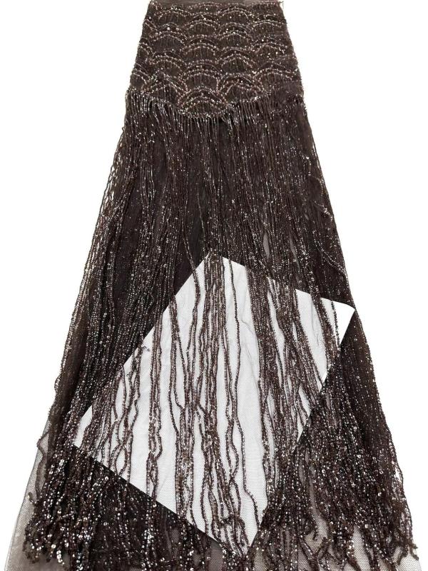 Affordable high quality lace fabric with beads pearls and sequins wedding dress lace fabric