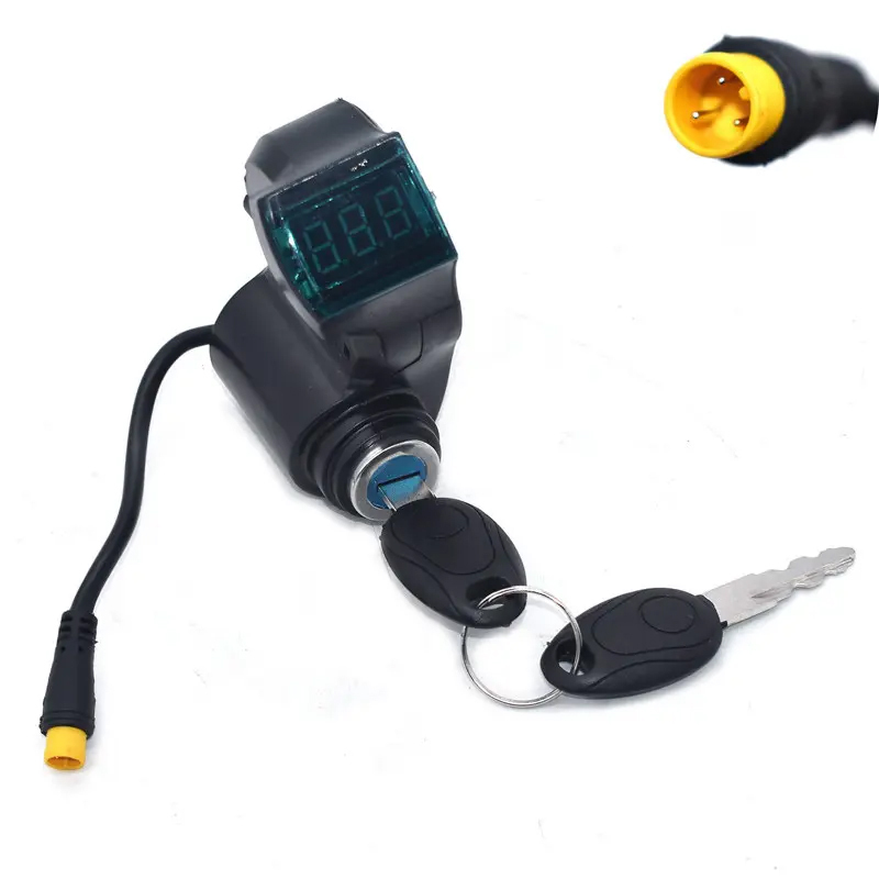 Scooter électrique pouce accélérateur voltmètre batterie numérique tension interrupteur à clé serrure à clé d'alimentation pour scooter électrique Kugoo M4 Pro