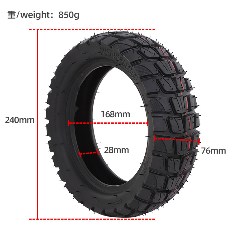 Pneumatic Outer Tire 255x80 Off-Road Tyre for Speedual Zero 10X KUGOO M4 Electric Scooter