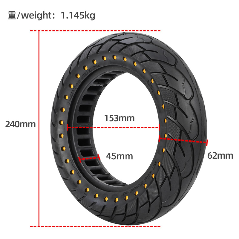 10 x 2,5 pouces pour max g30 Élastique léger avec trou Pneu intérieur en nid d'abeille Pneus de scooter électrique