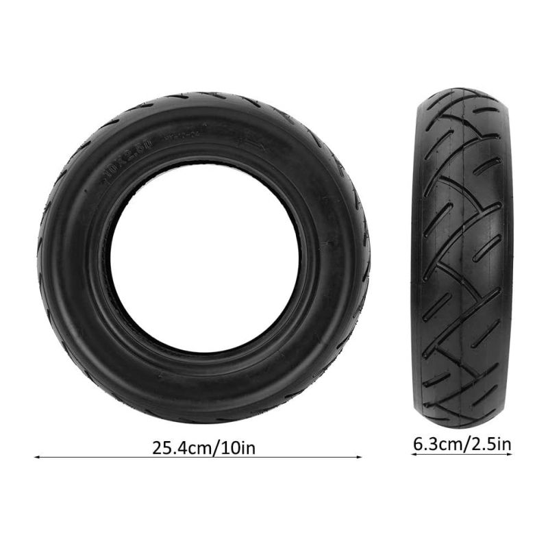 Neumático de goma Kugoo M4 de 10x2,5 pulgadas, repuesto de rueda sin cámara para patinete eléctrico, accesorios para neumáticos exteriores delanteros/traseros