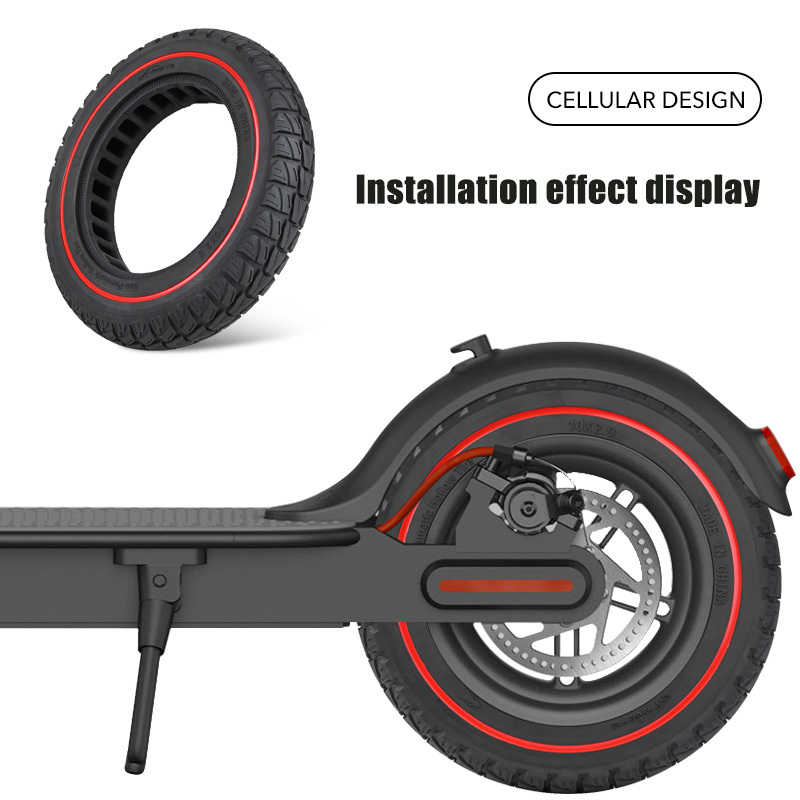 Neumático de nido de abeja sólido sin cámara de goma de 10 pulgadas para piezas de patinete eléctrico Xiaomi Mi M365, ruedas de repuesto, neumático sólido al vacío