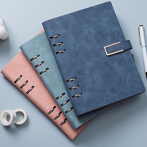 Custom Leather Cover A5 6 Ring Planner Binder Agenda Business Notebooks With Magnetic Lock