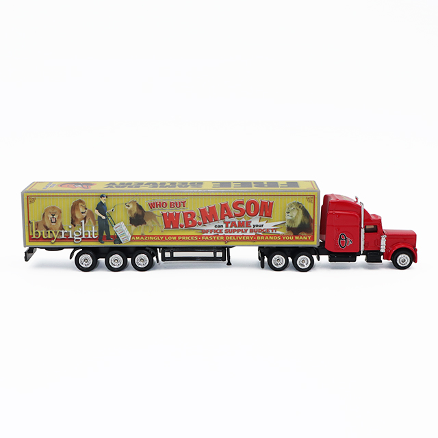 American Style Semi-Truck with Container - 1/87 Diecast (Long Hood)