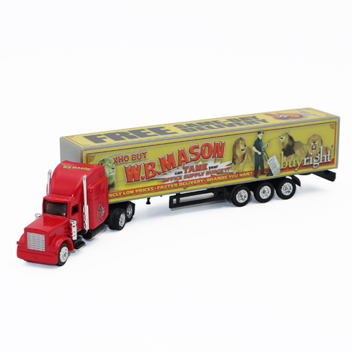American Style Semi-Truck with Container - 1/87 Diecast (Long Hood)
