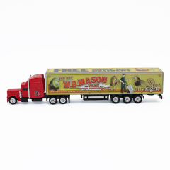 American Style Semi-Truck with Container - 1/87 Diecast (Long Hood)