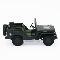 1:43 Scale Military Jeep Diecast Model - Rugged Army Vehicle with Soft Rubber Tires