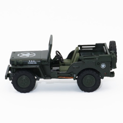 1:43 Scale Military Jeep Diecast Model - Rugged Army Vehicle with Soft Rubber Tires