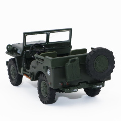 1:43 Scale Military Jeep Diecast Model - Rugged Army Vehicle with Soft Rubber Tires